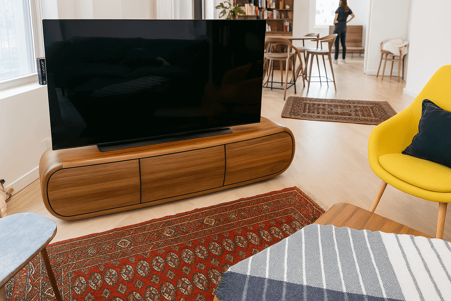 TV Stand Assembly Service in NYC and New Jersey | Overall Assembly Modern TV stand and entertainment unit assembled by Overall Assembly in a New York apartment